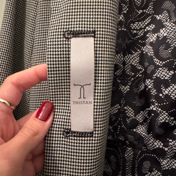 Vintage Tristan Houndstooth Fitted Ruffle Blazer - Picture 5 of 6